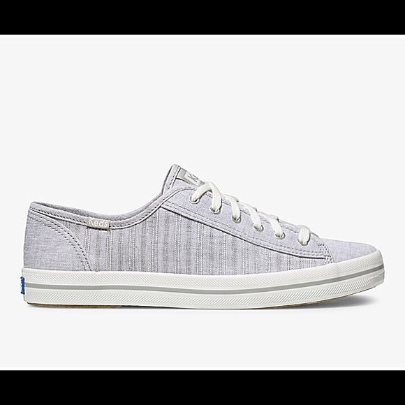 KEDS Kickstart Linen Gray/White Stripe Sneakers 9